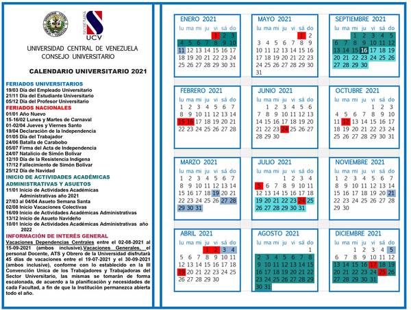 Calendario Universitario 2021